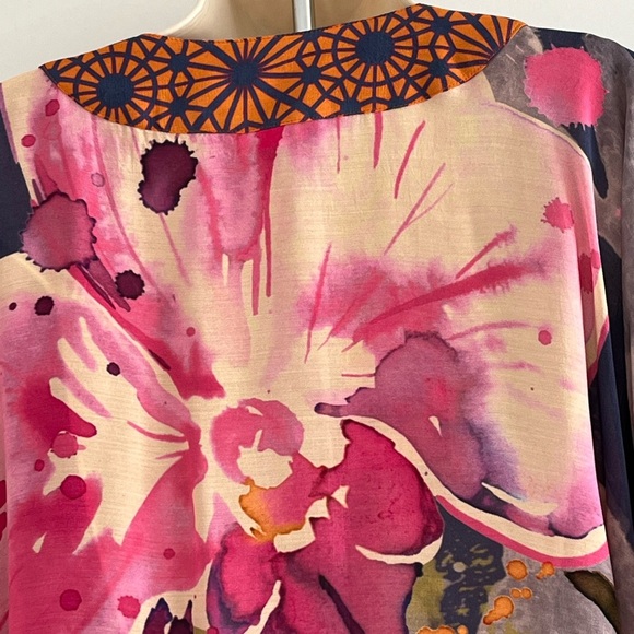 Powder Orchid and Iris Kimono Jacket Cover Up Bohemian Artsy One Size NWT - Picture 8 of 15